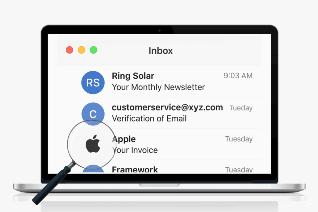 Laptop in dem das E-Mail Postfach zu sehen Ist.