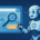 Roboter der mit Finger auf eine Weboberfläche zeigt auf der das Wort "Search" steht