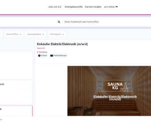 T-Online Job Werbeanzeige: Beispiel Einkäufer Stelle