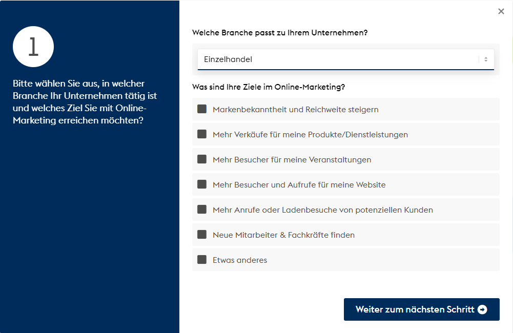 Werbekanalfinder Maske