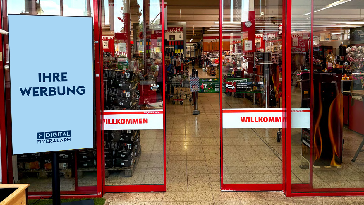Digitale Außenwerbung in Hagebaumärkten schalten Beispiel
