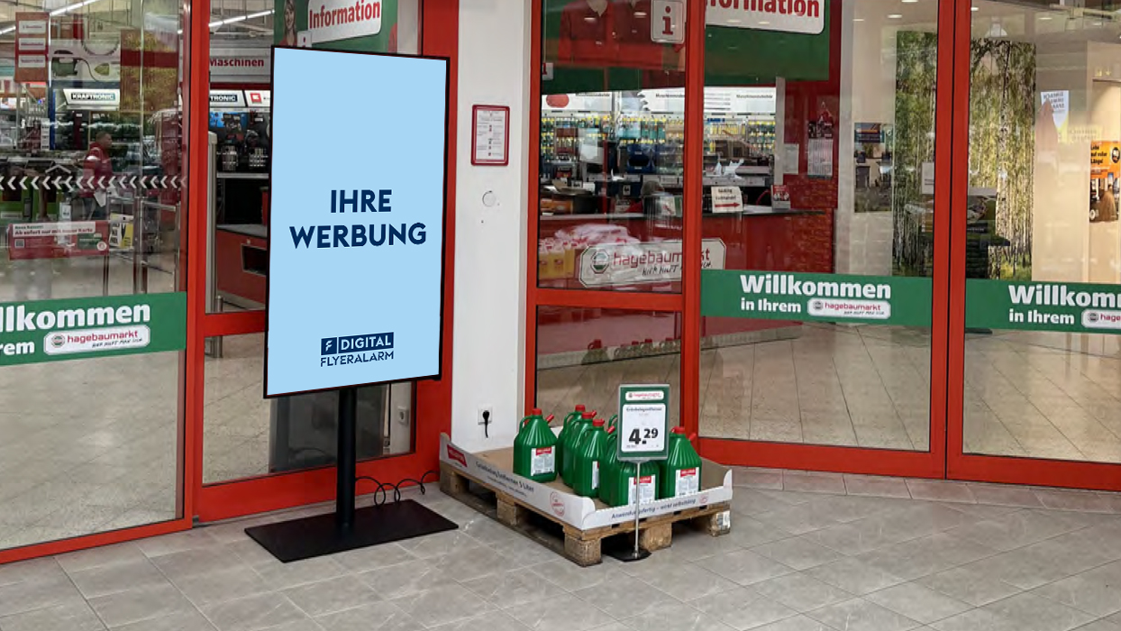 Digitale Außenwerbung in Hagebaumärkten schalten Beispiel