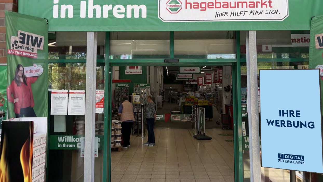 Digitale Außenwerbung in Hagebaumärkten schalten Beispiel