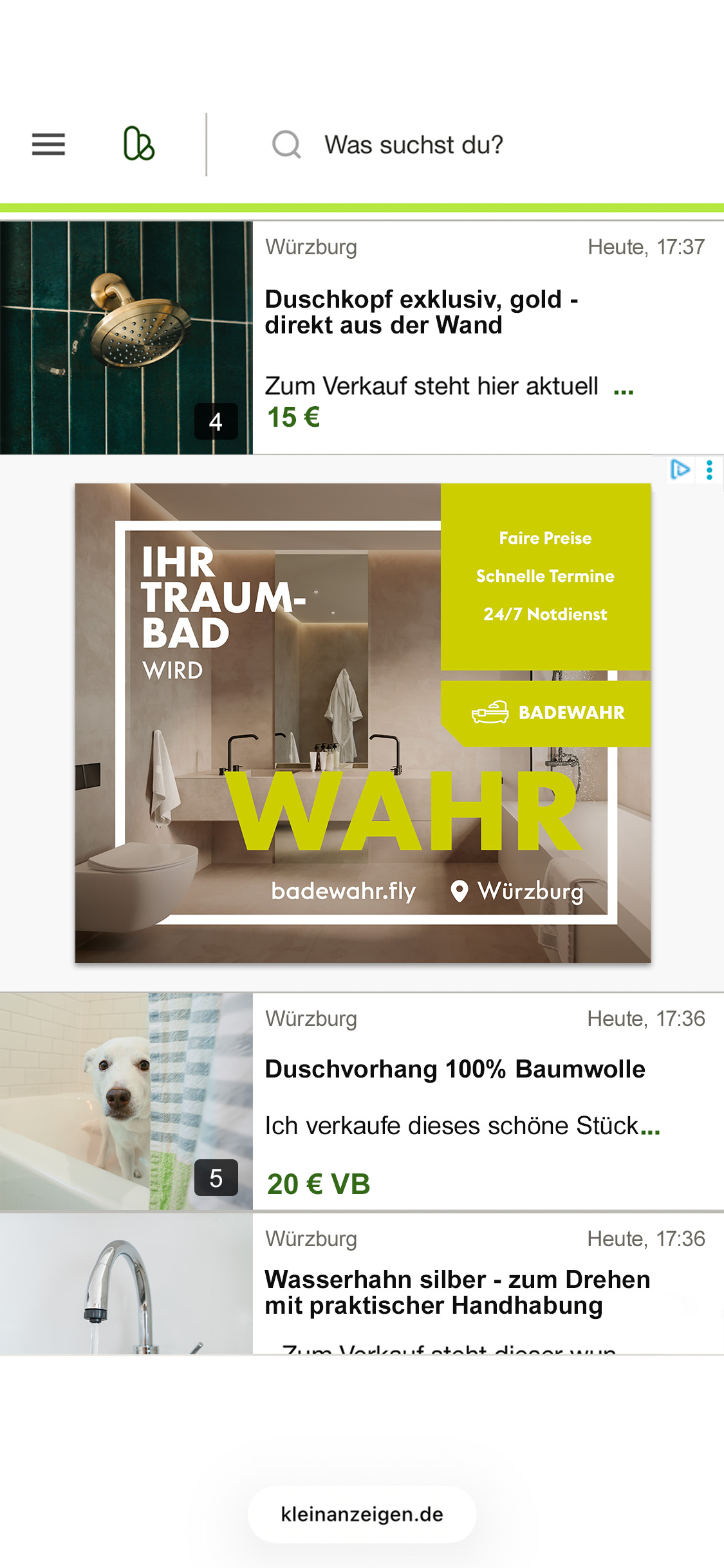 kleinanzeigen Werbeanzeige in Suchergebnissen