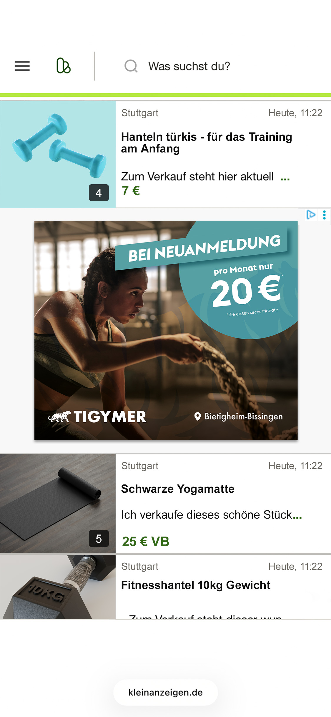 kleinanzeigen Werbeanzeige in Suchergebnissen