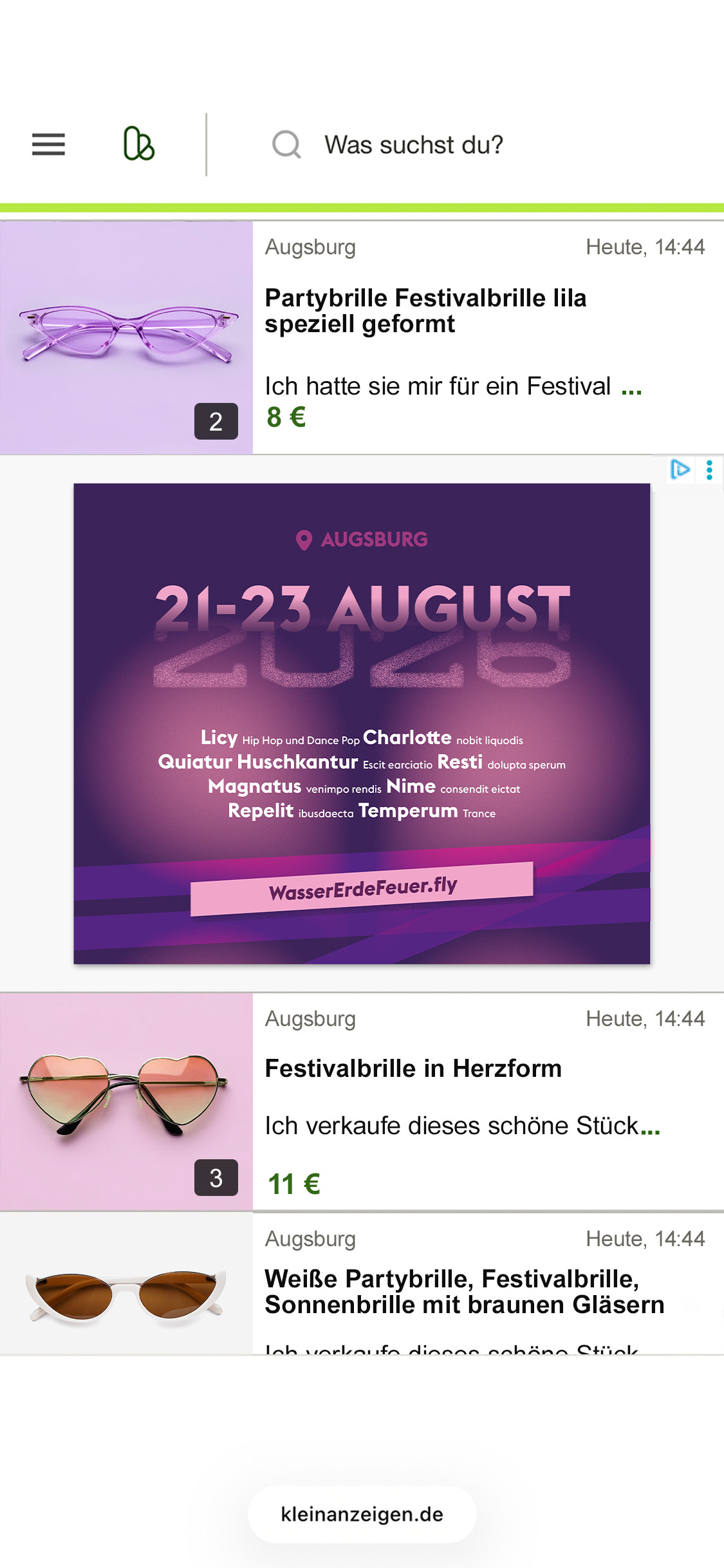 kleinanzeigen Werbeanzeige in Suchergebnissen