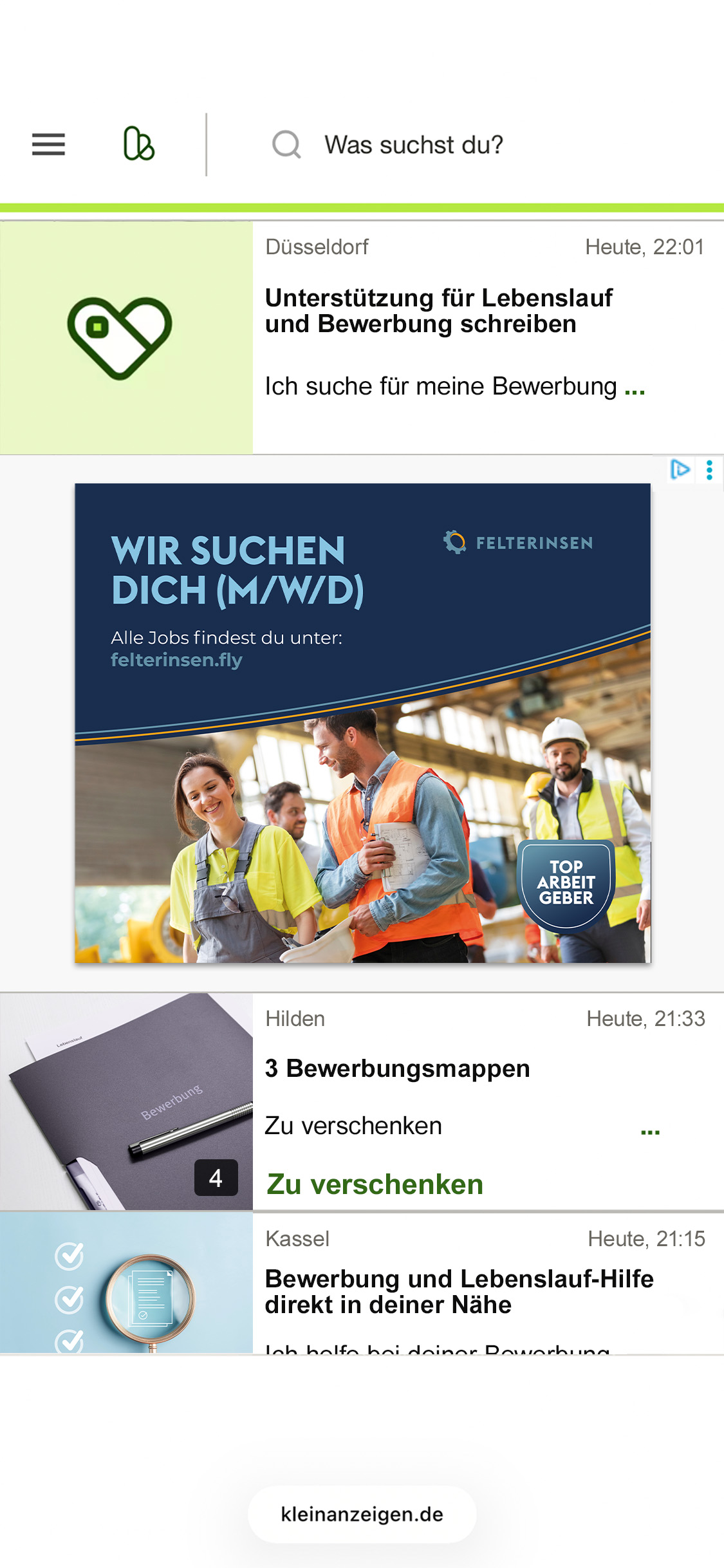 kleinanzeigen Werbeanzeige in Suchergebnissen