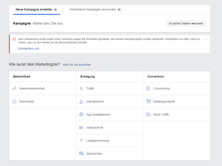 Facebook Werbekonto gesperrt? Das müssen Sie jetzt tun!
