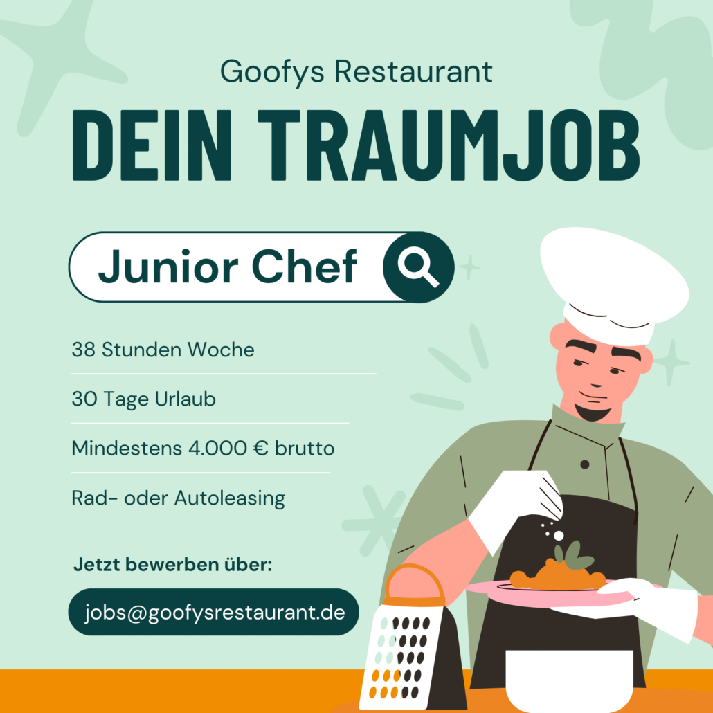 Kreative Stellenanzeigen – Gastronomie Junior Chef