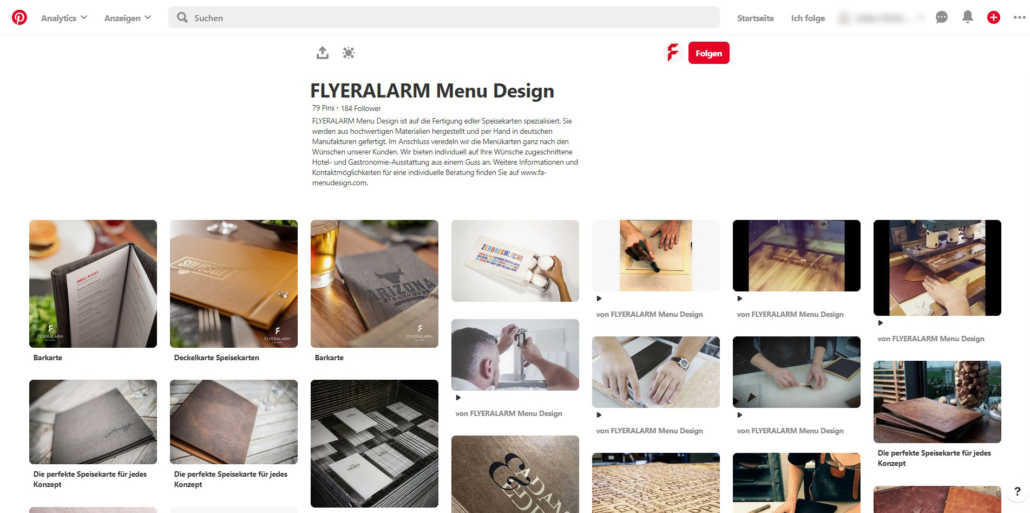 Pinnwand bei Pinterest