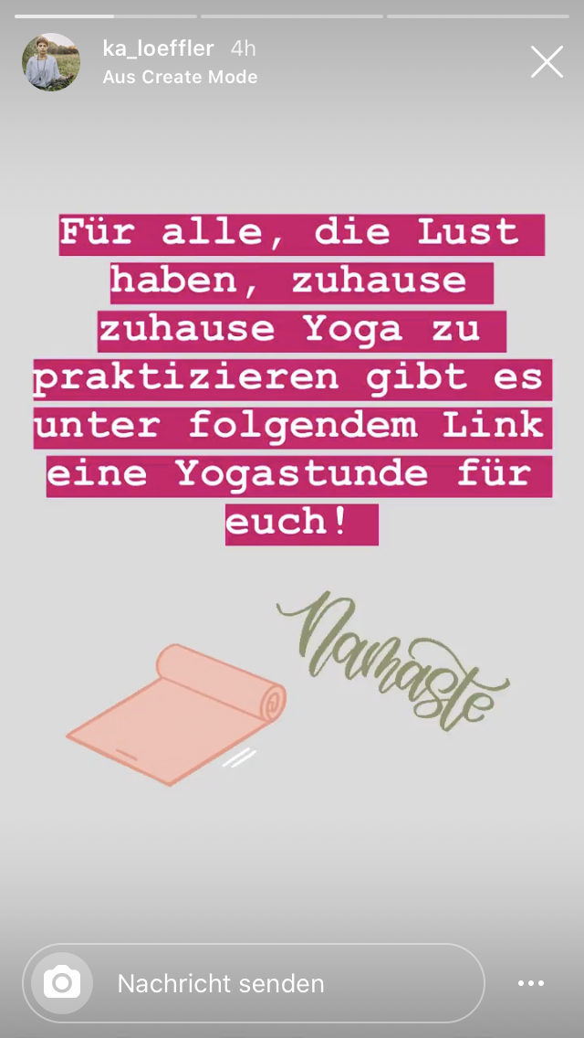 Yogastudio Werbung auf Instagram